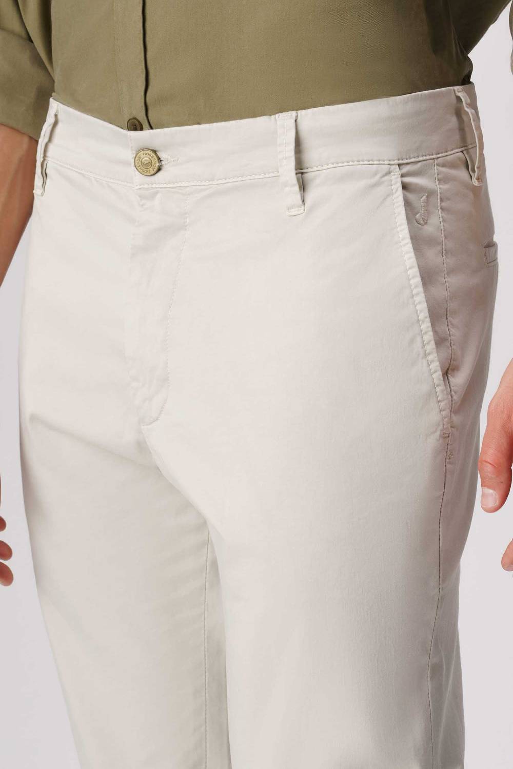 Jeckerson Jack- Pantalone chino con tasca americana in armatura raso beige chiaro Online