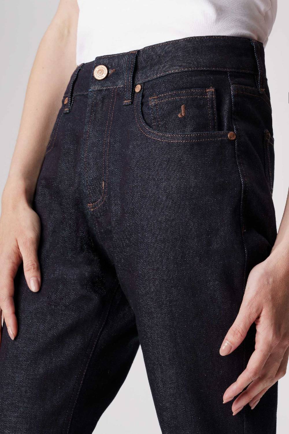 Jeckerson Jacqueline - Pantalone 5 tasche in denim tri-blend blu rinse Offerte