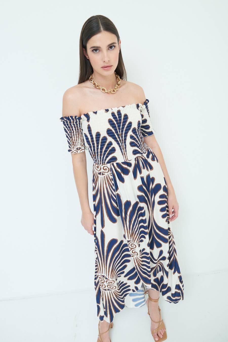 Kikisix ABITO ETNICO SHIFFER VISCOSA BLU Saldi Di Fabbrica
