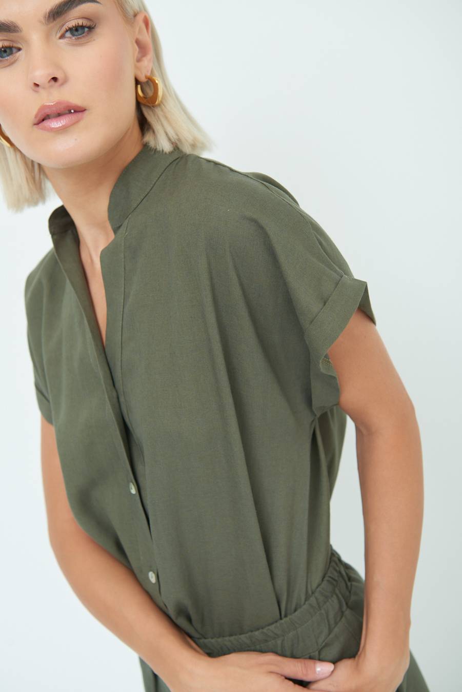Kikisix CAMICIA MANICA ALETTA VERDE MILITARE Fino Al -60%