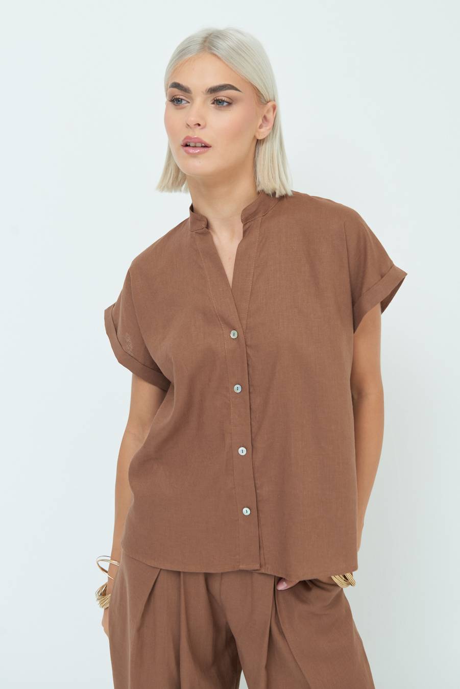 Kikisix CAMICIA MANICA ALETTA CIOCCOLATO Shopping Online