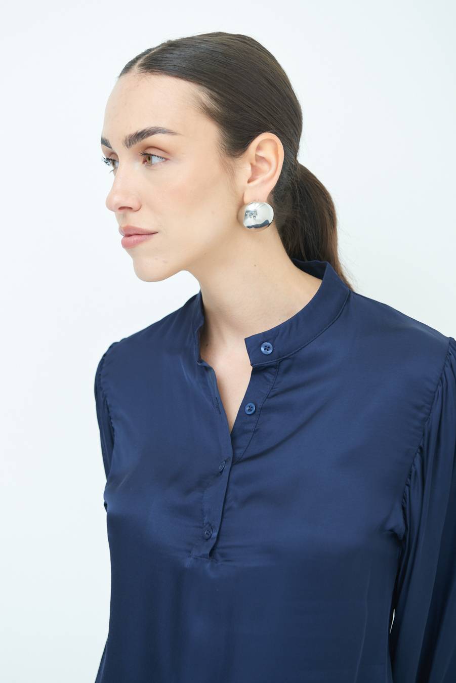 Kikisix CAMICIA POLO RASO VISCOSA BLU Offerte