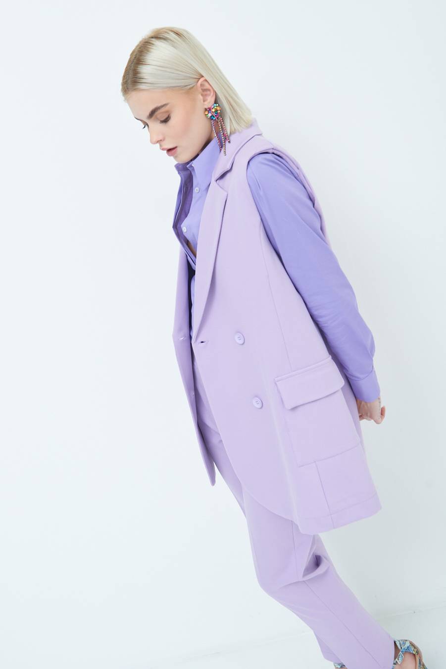 Kikisix GIACCA SMANICATA DOPPIOPETTO LILLA Moda