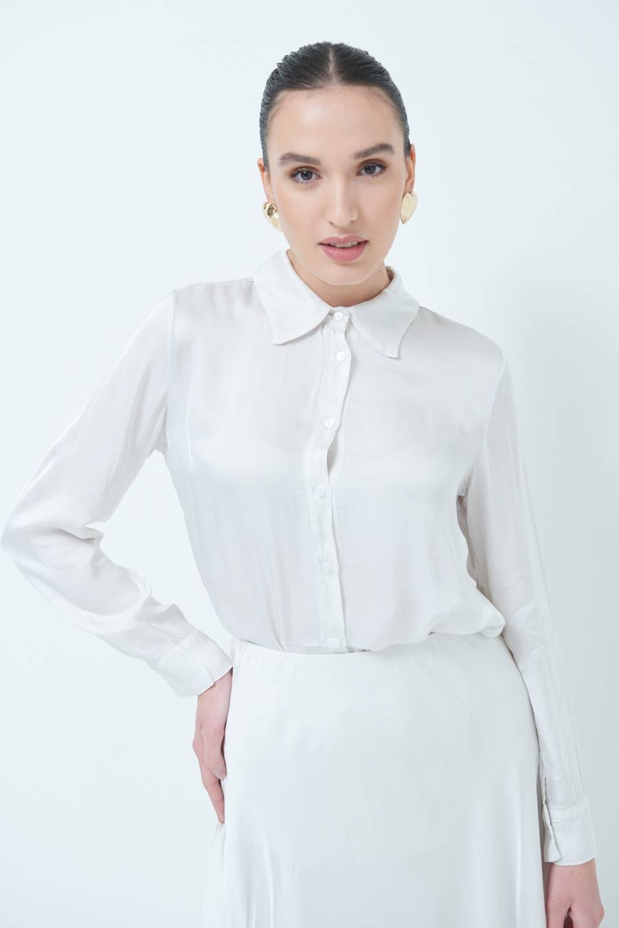 Kikisix CAMICIA RASO VISCOSA BEIGE Vendite Flash