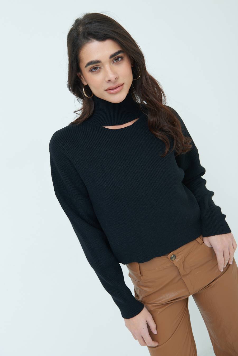 Kikisix MAGLIA COSTINA BUCO DAV. NERO Outlet