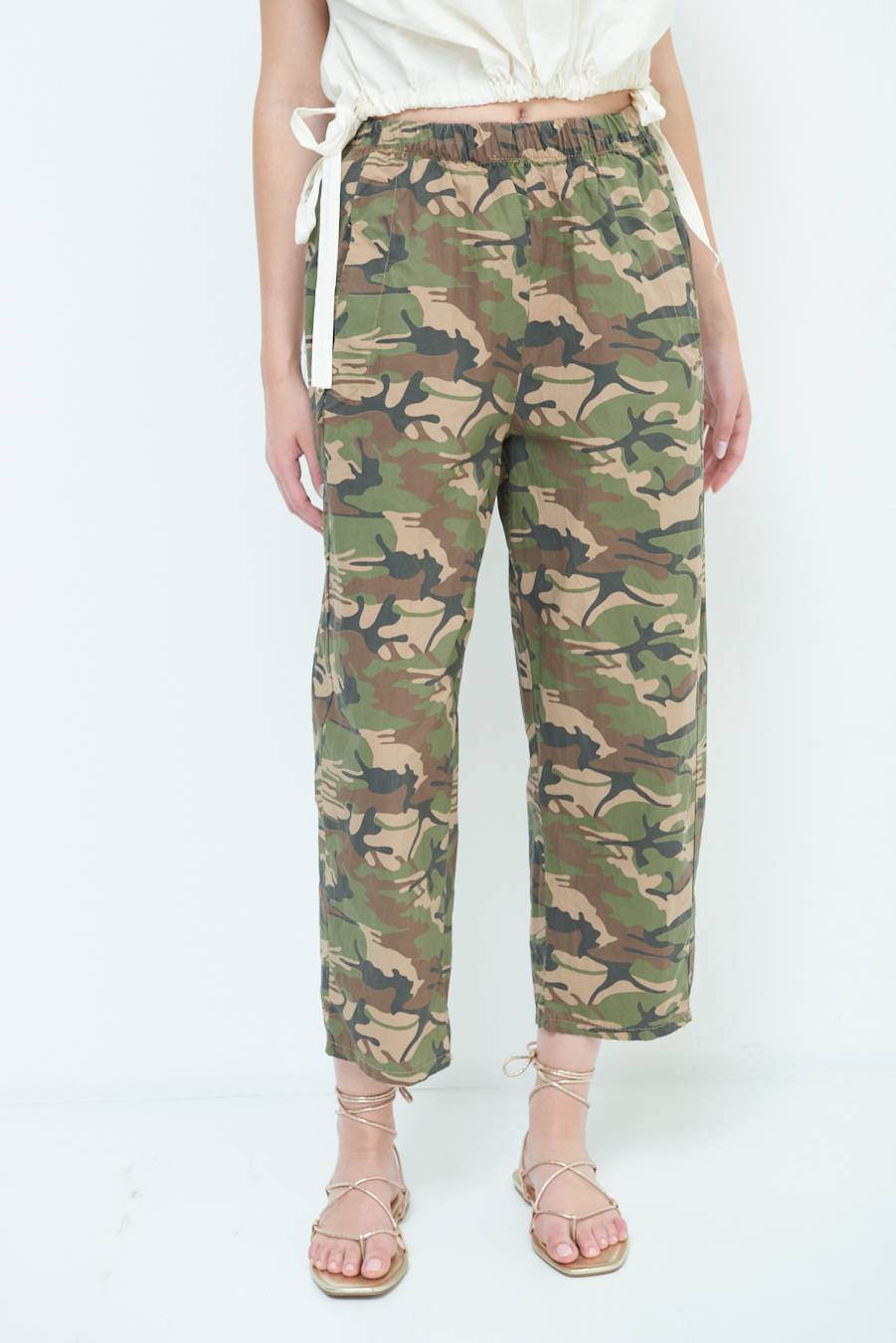 Kikisix PANTALONE MIMETICO STAMPA CON ELASTICO VERDE MILITARE Hotsell