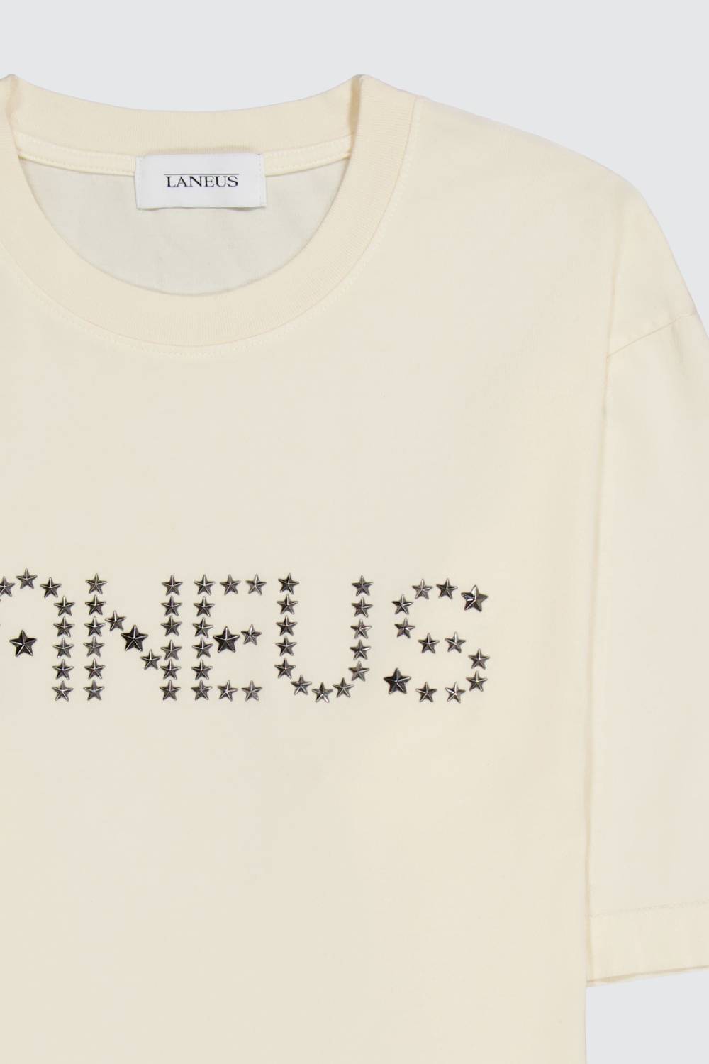 Laneus Laneus milk t-shirt con lettering studded Negozio