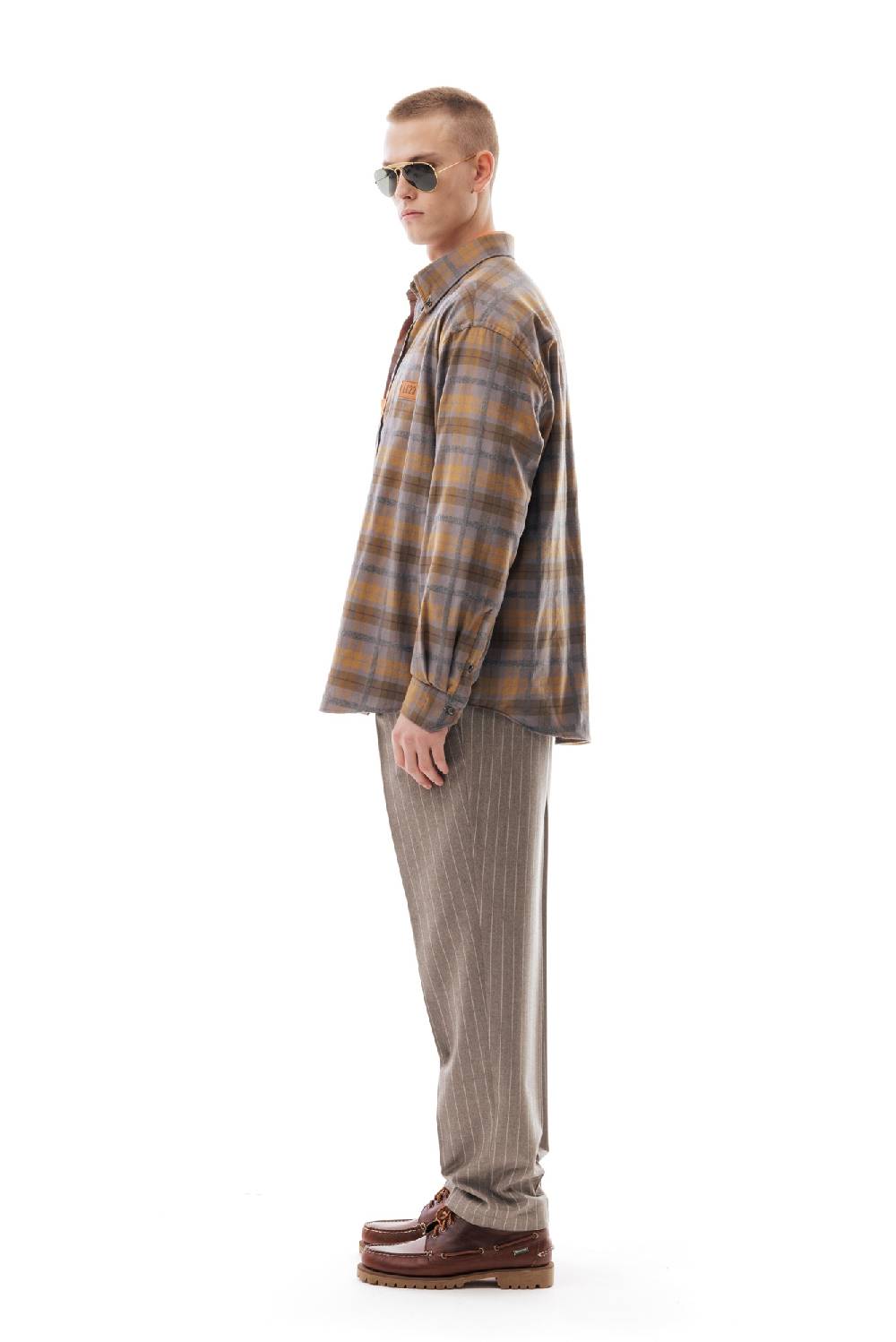 Lc23 Flannel Check Shirt Grey/Camel Vendita Calda