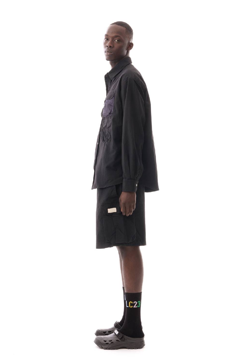 Lc23 Multipocket Nylon Shirt Black Qualità