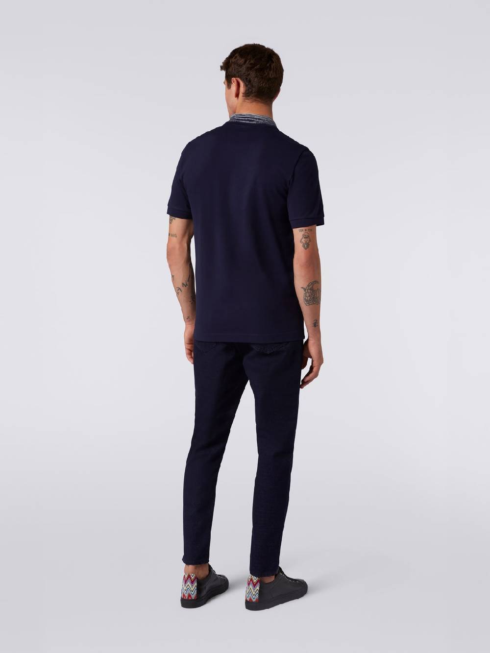 M Missoni Polo in cotone con colletto fiammato e scritta logo In Vendita
