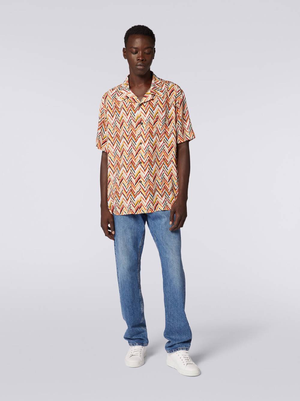 M Missoni Camicia a maniche corte in viscosa con stampa zig zag Vendite Flash