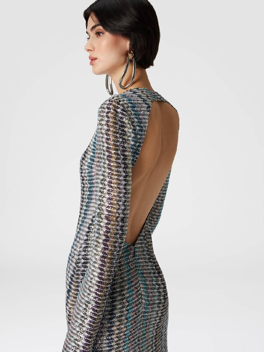 M Missoni Abito lungo con paillettes e dettaglio cut out In Vendita