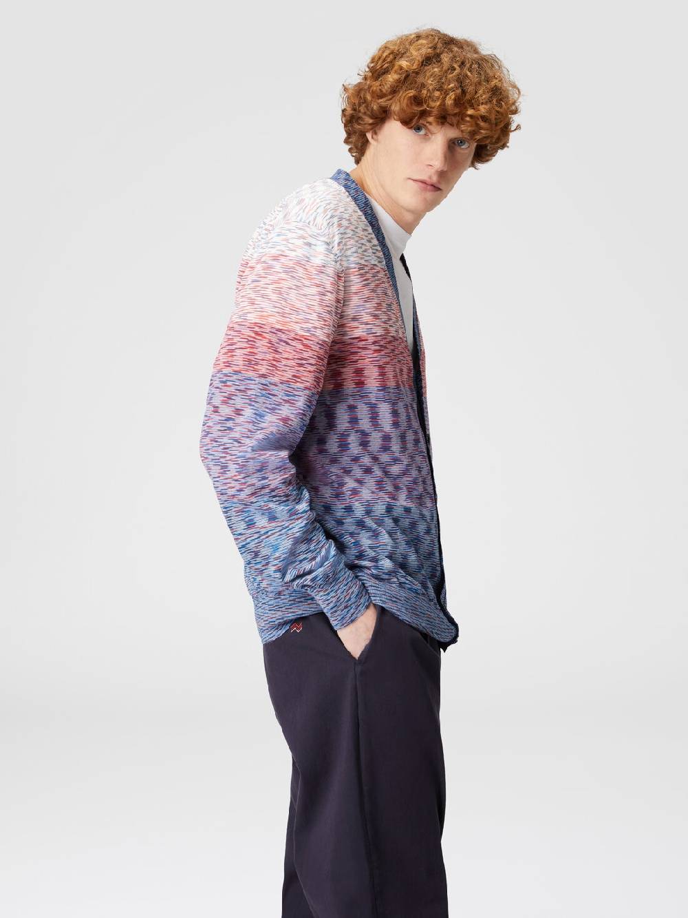 M Missoni Cardigan in maglia di cotone fiammato dégradé Shopping Online