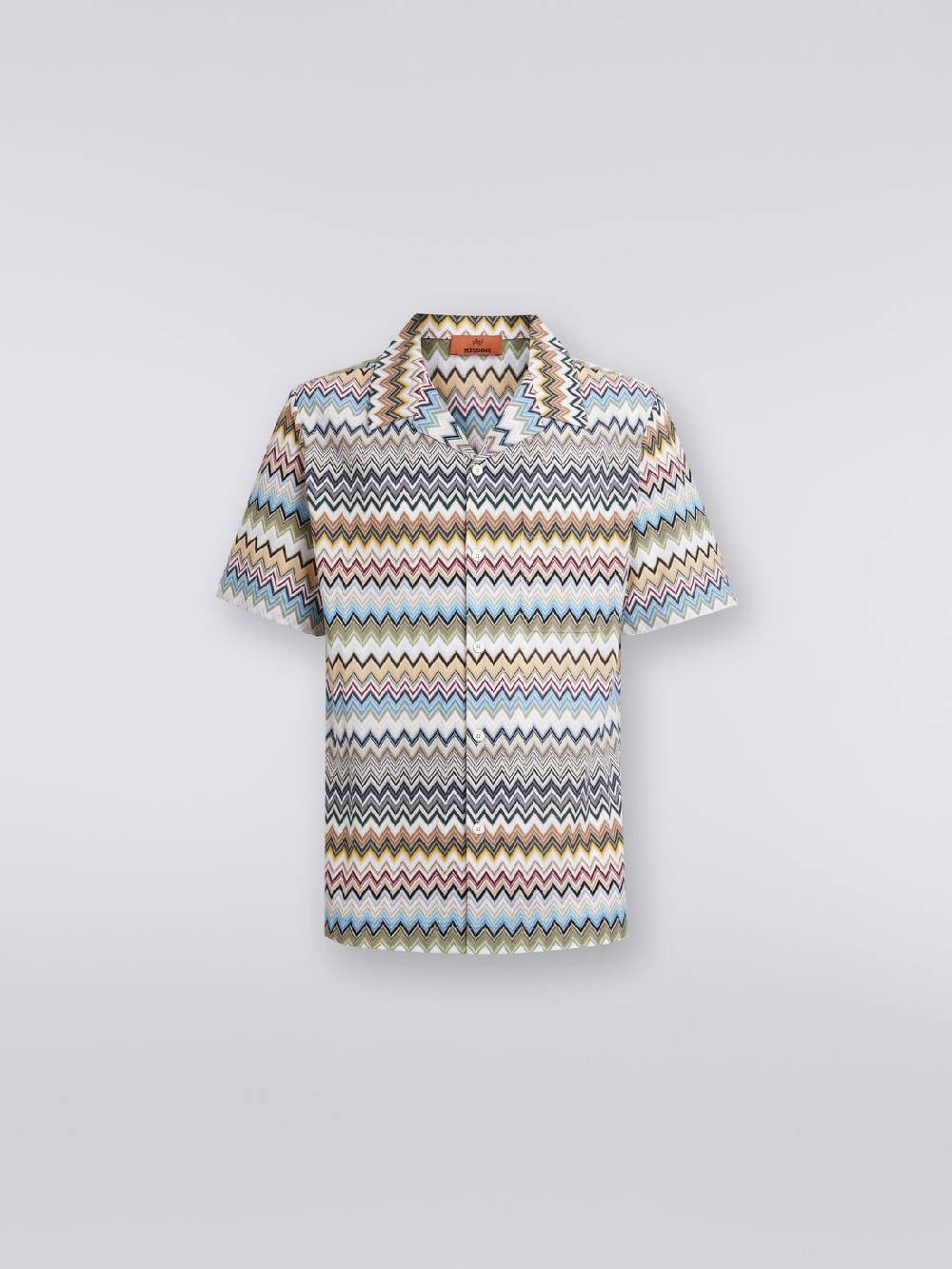 M Missoni Camicia a maniche corte modello bowling in cotone zig zag Convenienza