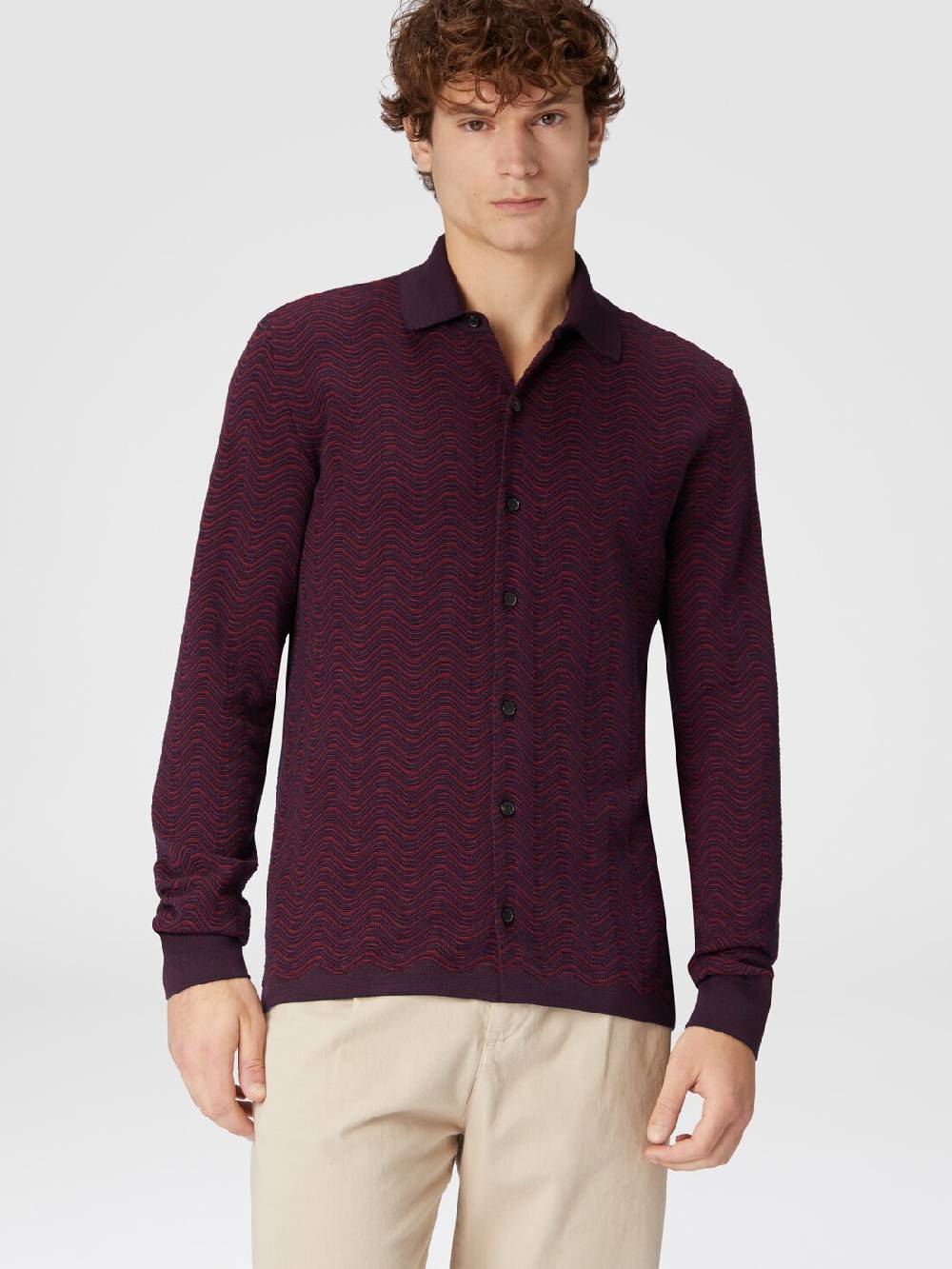 M Missoni Camicia in lana vergine e viscosa con motivo onda Online