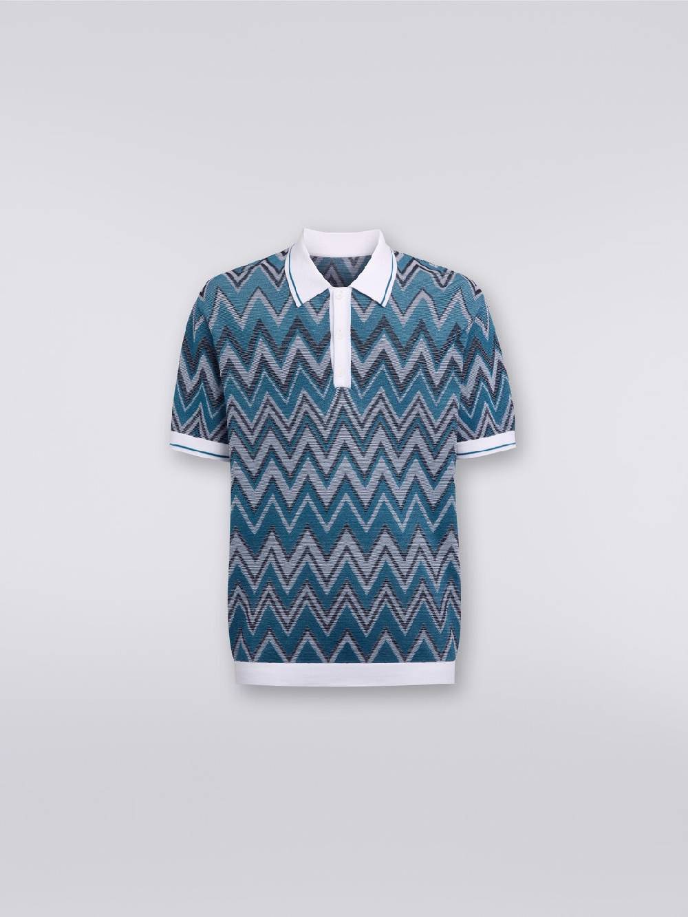 M Missoni Polo in maglia zig zag con dettagli tinta unita Italia