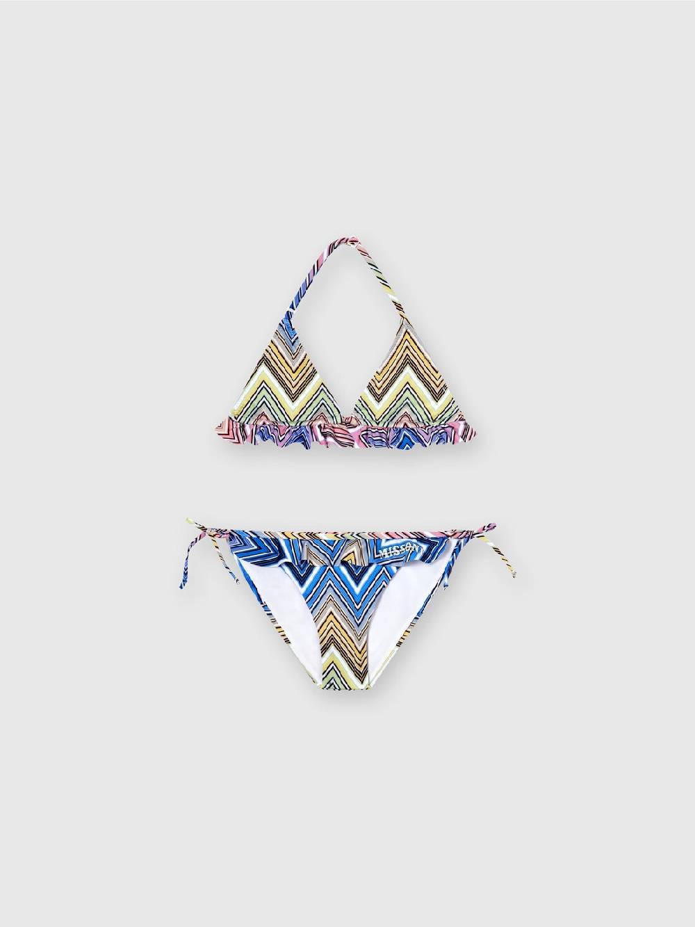 M Missoni Bikini chevron con volant e scritta logo
