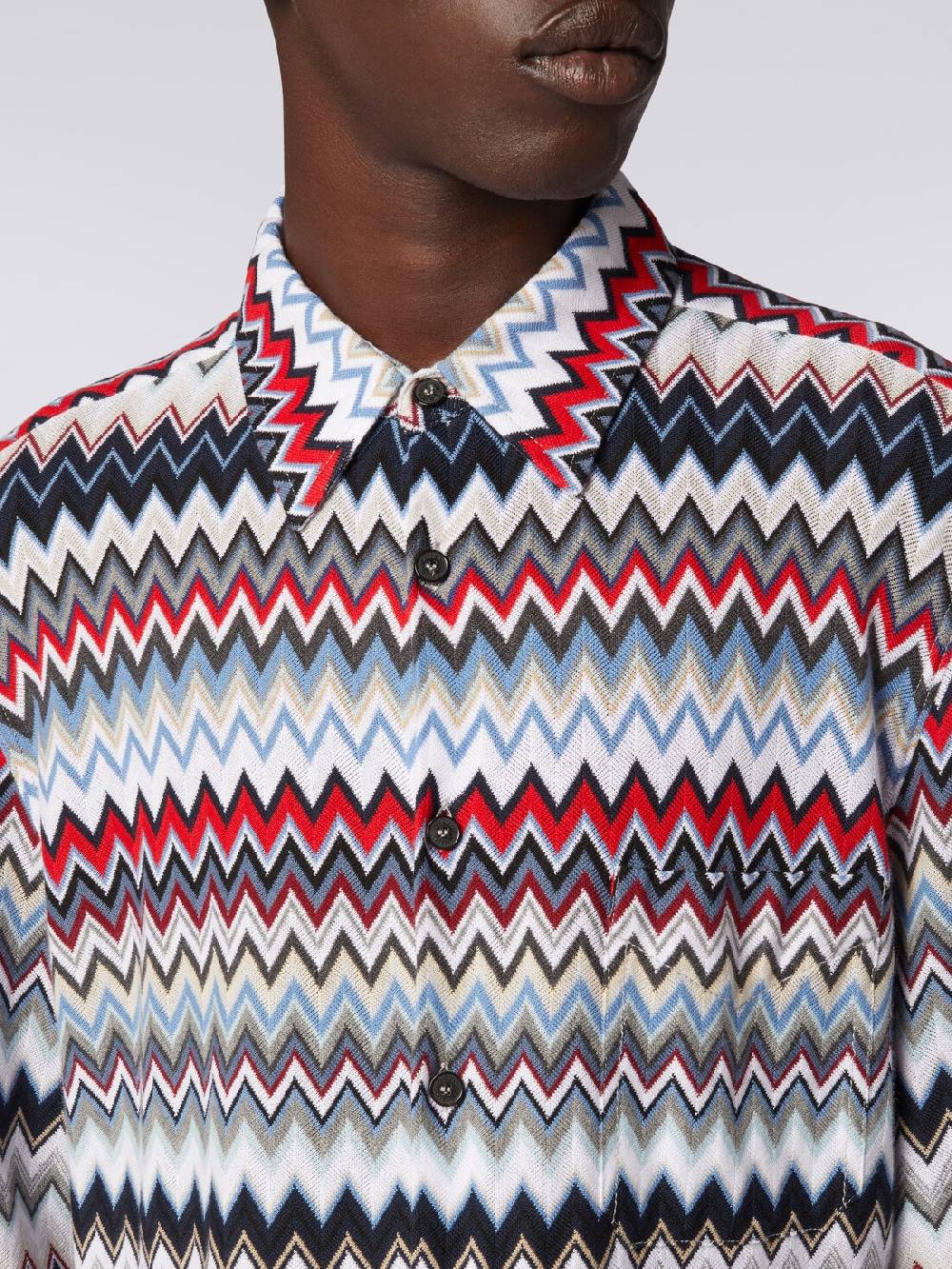 M Missoni Camicia a maniche lunghe in cotone zig zag In Vendita