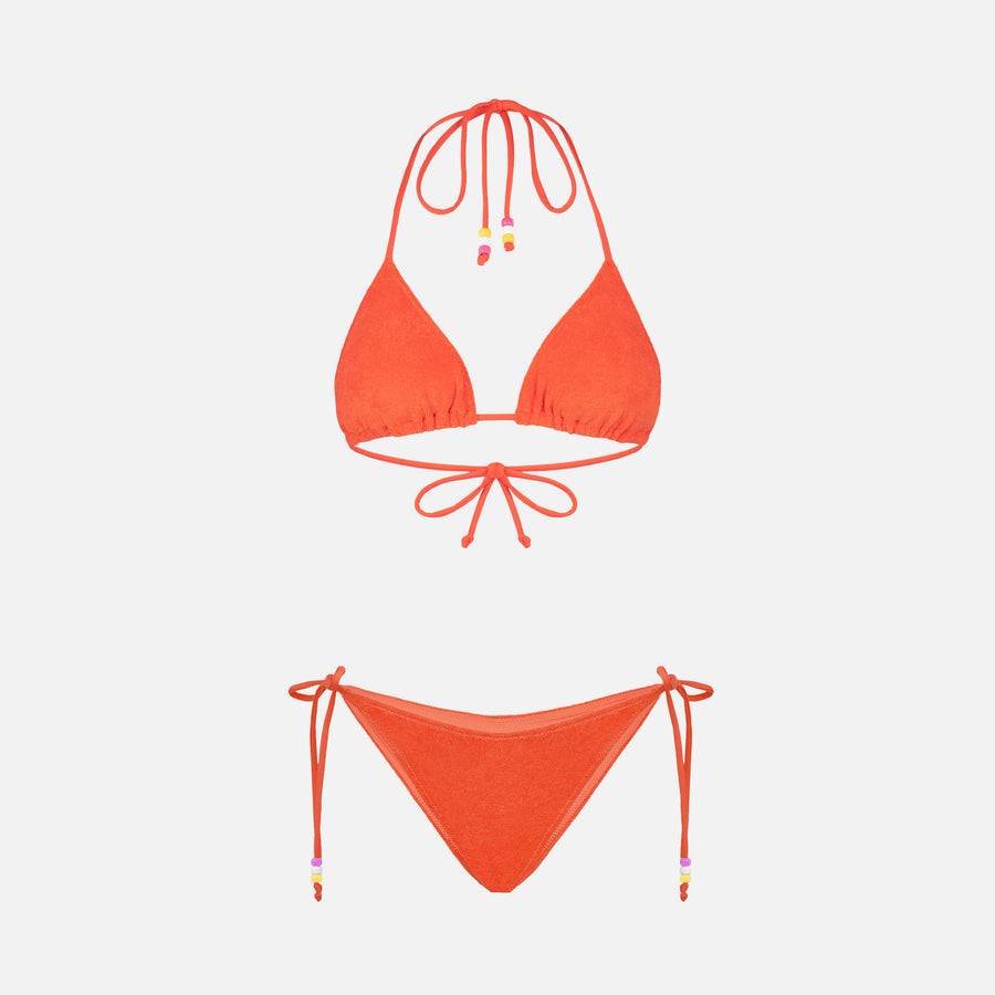 Mc2 Saint Barth Bikini da donna a triangolo in spugna arancione con charms Spedizione Gratuita