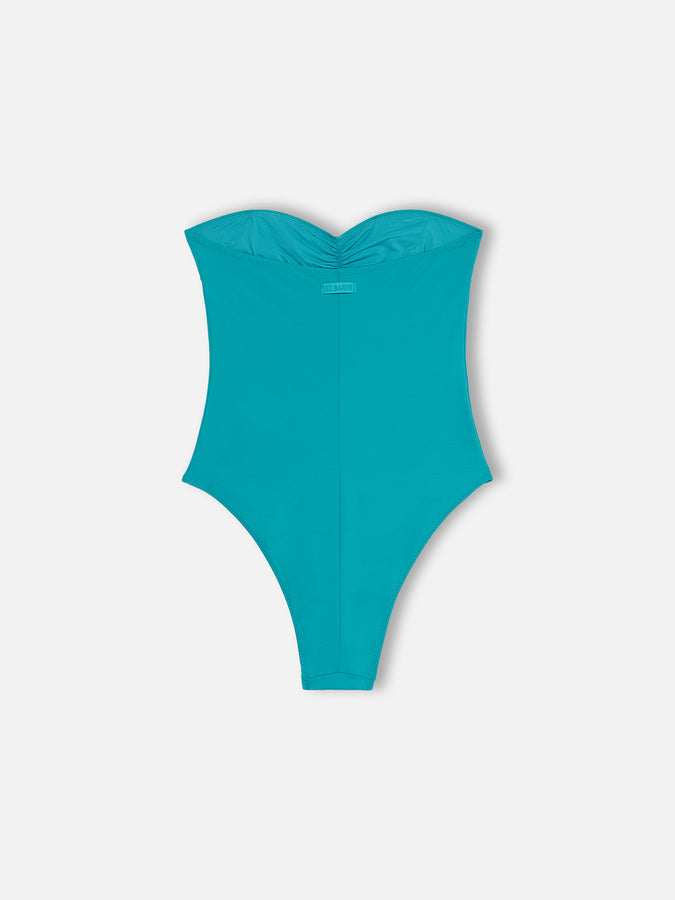 Mc2 Saint Barth Women teal green strapless one piece swimsuit Soleil Sottocosto