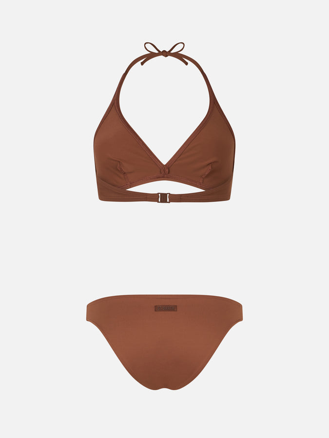 Mc2 Saint Barth Woman brown triangle bralette bikini Gaia Maia Presa