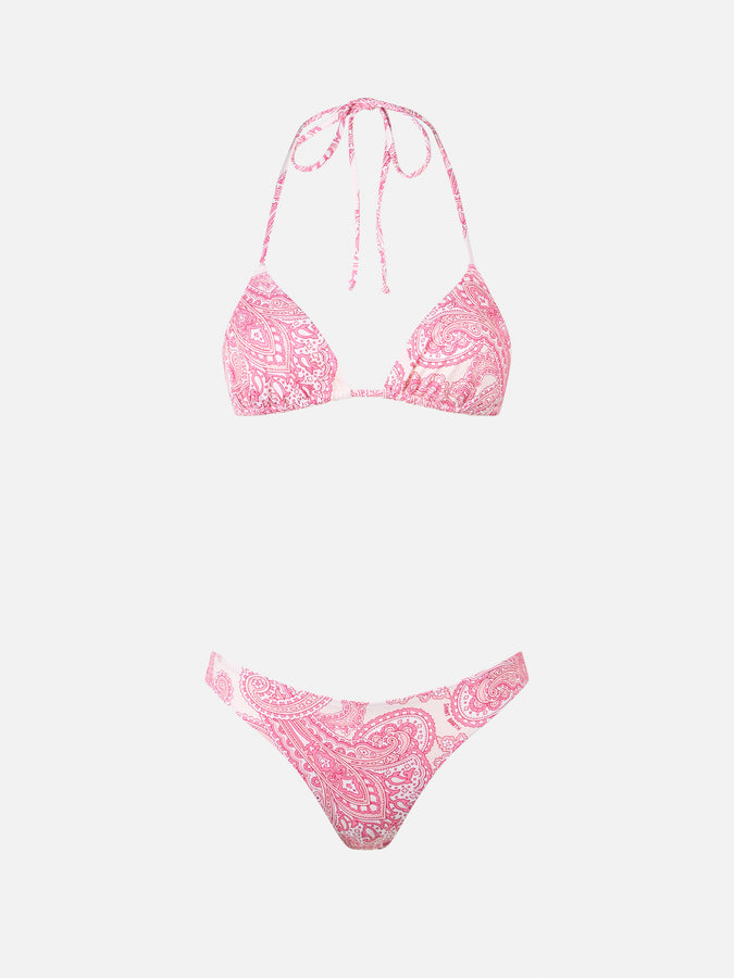 Mc2 Saint Barth Bikini donna triangolo paisley rosa Leah Lido Nuova