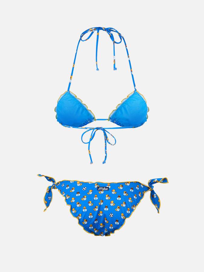 Mc2 Saint Barth Woman Ducky Napoli print triangle classic bikini Sarius | SSC NAPOLI SPECIAL EDITION 2025