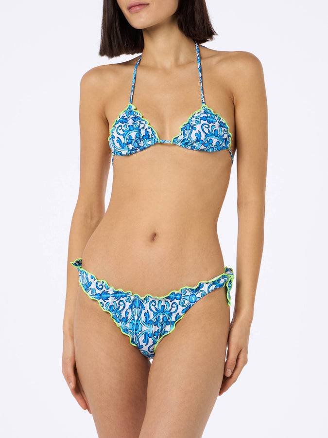 Mc2 Saint Barth Woman Napoli print triangle classic bikini Sarius | SSC NAPOLI SPECIAL EDITION In Linea