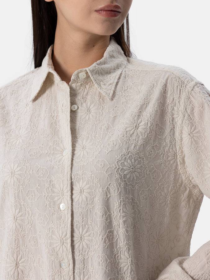 Mc2 Saint Barth Camicia classica da donna in cotone Sangallo Meredith Shopping Online