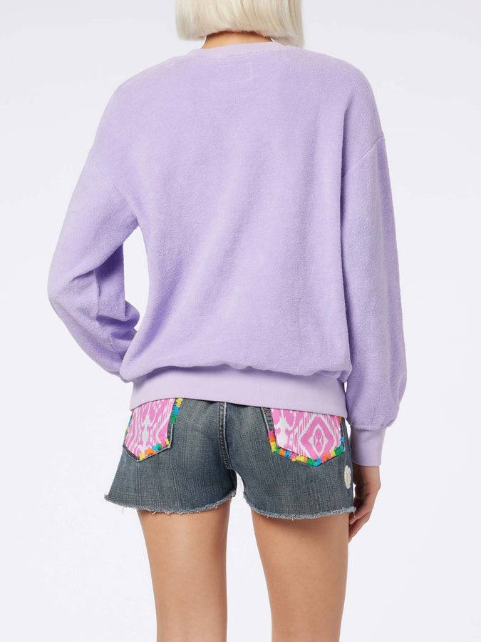 Mc2 Saint Barth Felpa da donna Stardust in spugna di cotone lilla Shopping Online