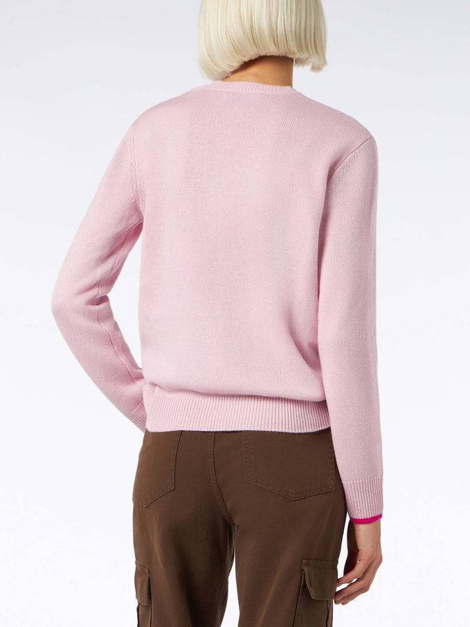 Mc2 Saint Barth Maglia da donna girocollo rosa con stampa Barbie | EDIZIONE SPECIALE BARBIE In Linea