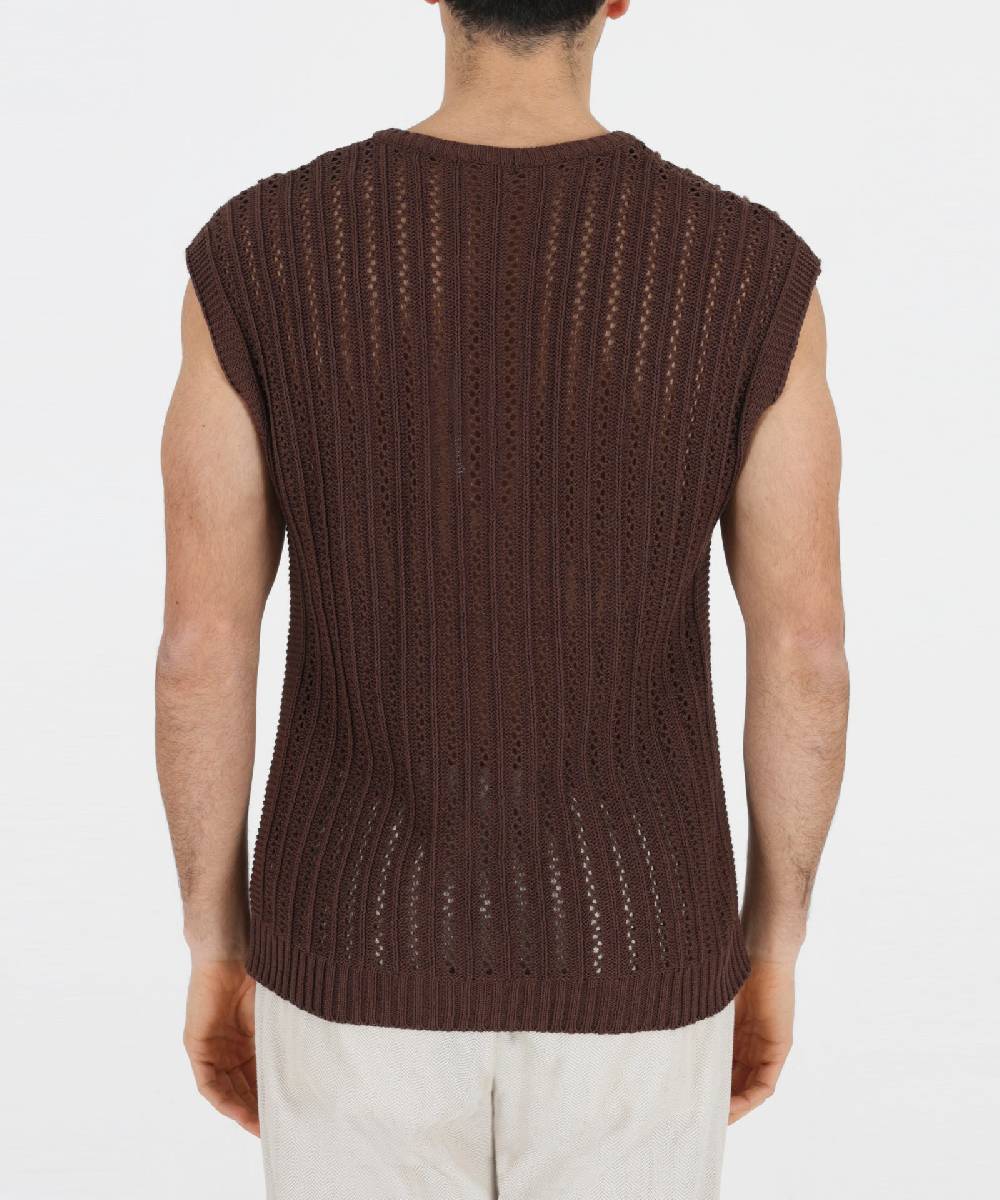 Over D GILET OVER IN MAGLIA CON TRAFORI Saldi Di Fabbrica
