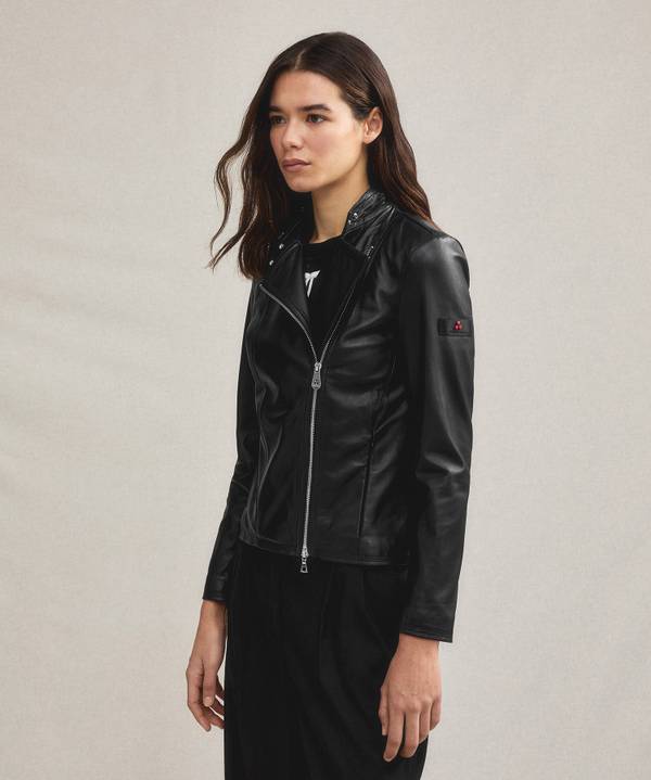 Peuterey Giacca biker in pelle con zip laterale Convenienza