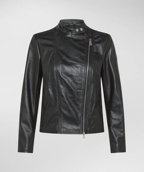 Peuterey Giacca biker in pelle con zip laterale Convenienza
