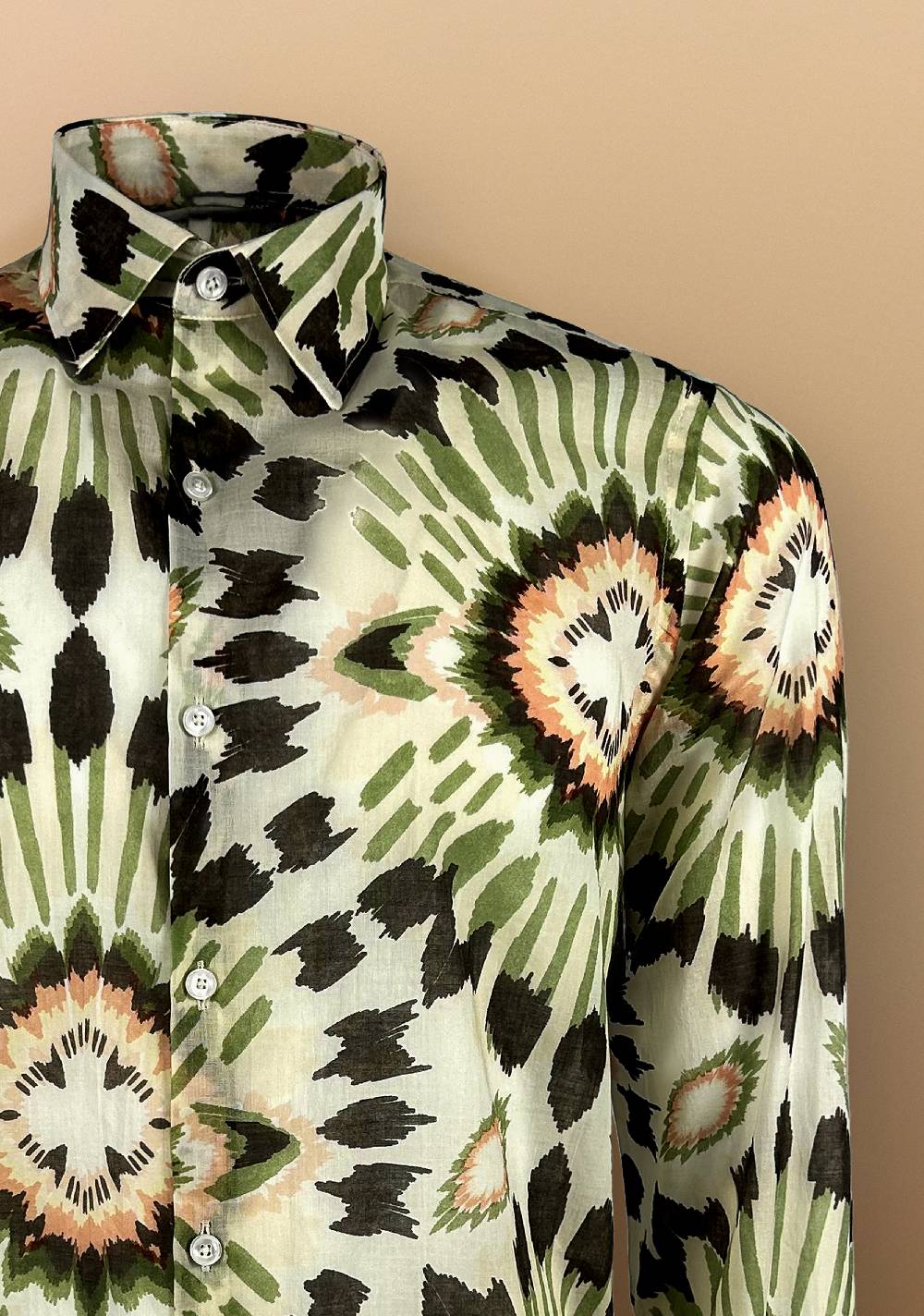 Primo Emporio Camicia in Mussola di cotone con stampa verde Consegna Veloce