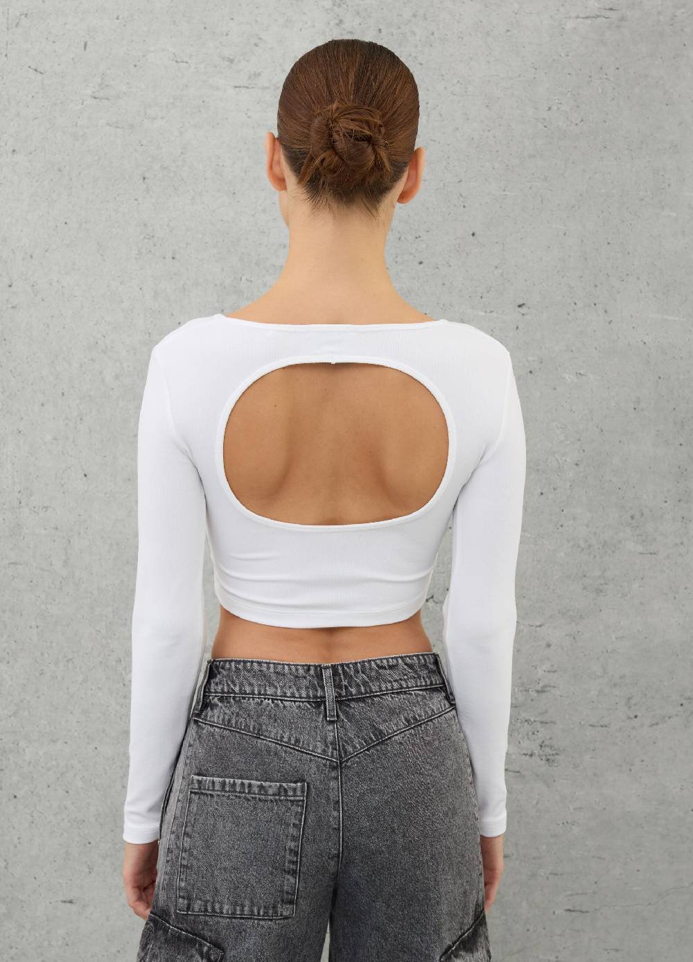UTOPJA Cut Out Crop Longsleeve White Nuova