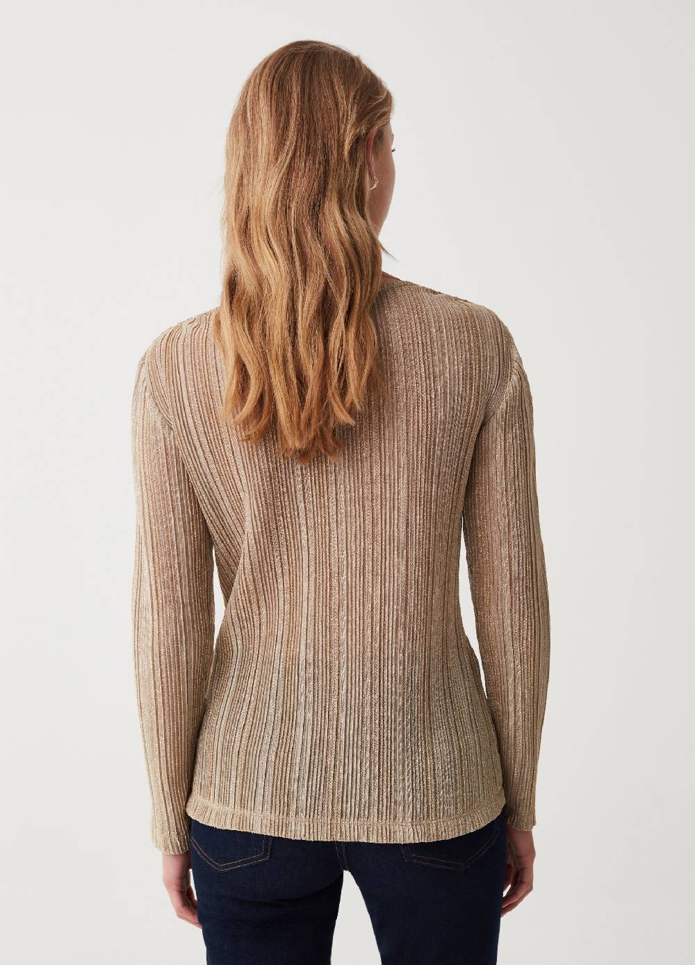 OVS T-shirt in lurex scollo a V con nodo Nuova