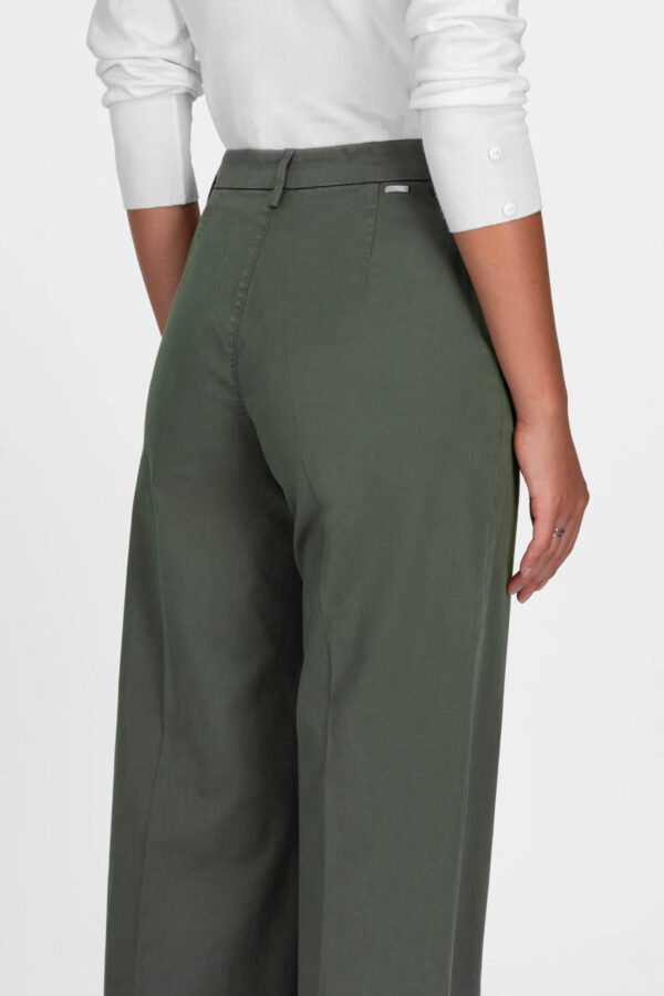 Sartoria Tramarossa PANTALONE AMELIA WIDE LEG IN GABARDINA DI COTONE VERDE Convenienza