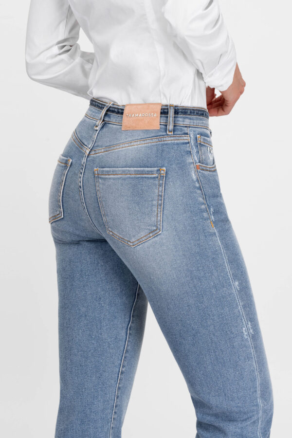 Sartoria Tramarossa JEANS AMERICA SLIM IN DENIM BLU MEDIO Presa