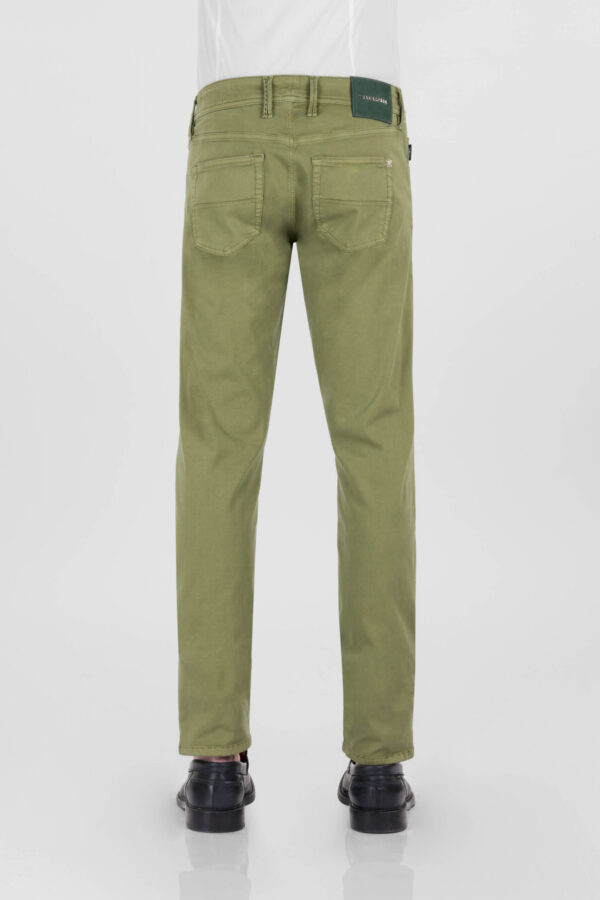 Sartoria Tramarossa PANTALONE MICHELANGELO ZIP SS REGULAR IN GABARDINA DI COTONE STRETCH VERDE Sottocosto