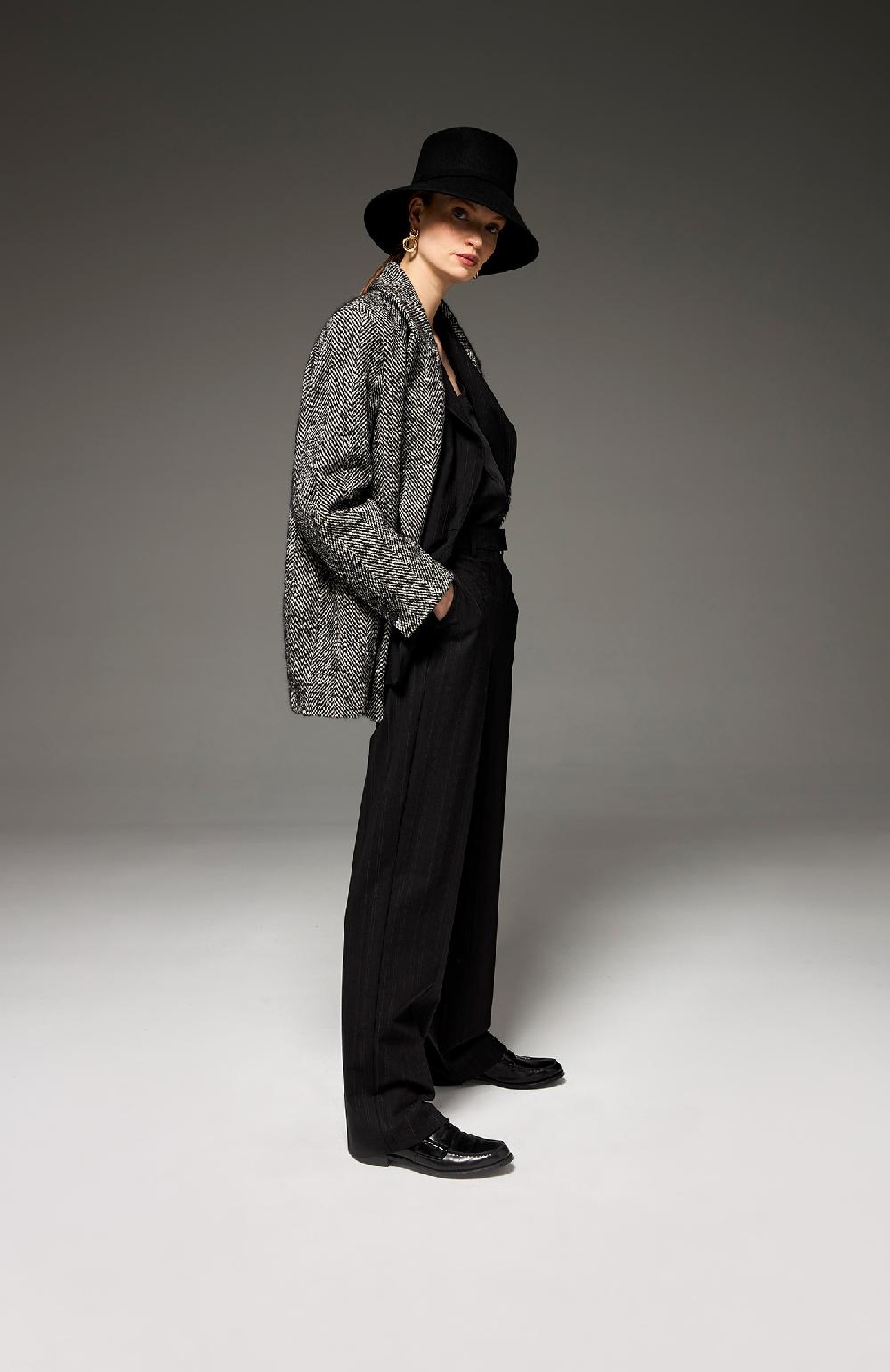 Seventy Pantalone lungo a gamba dritta in misto lana gessato - Col. Nero Acquista Ora