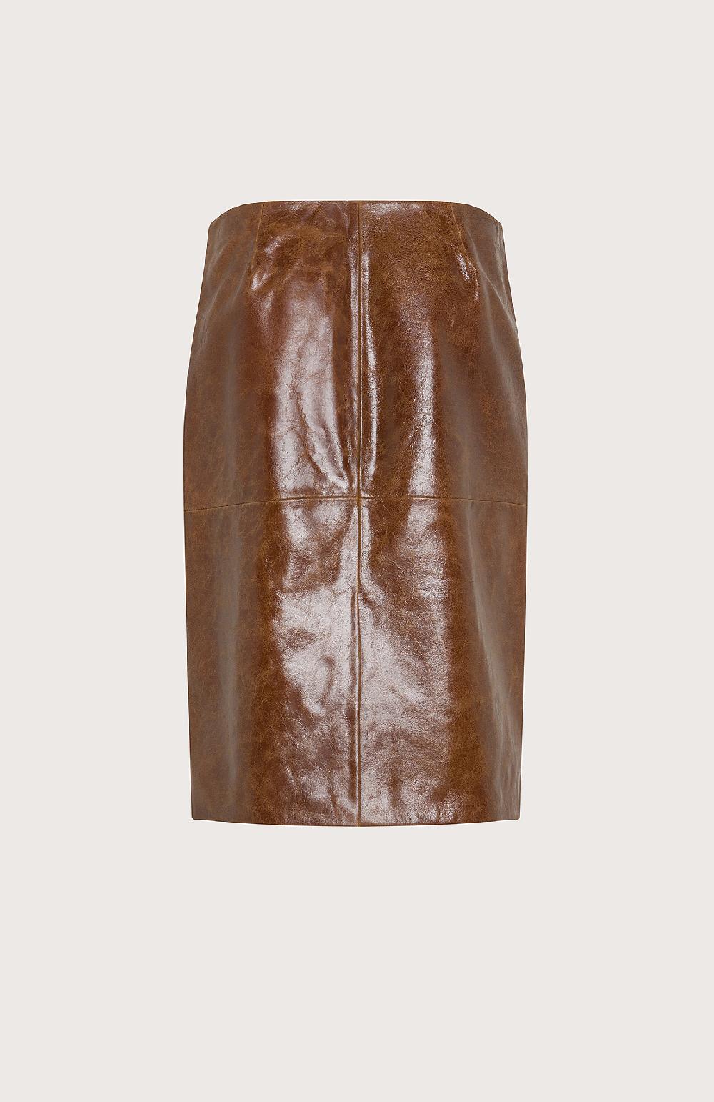 Seventy Gonna tubino in pelle effetto vintage - Col. Marrone Vendita Calda