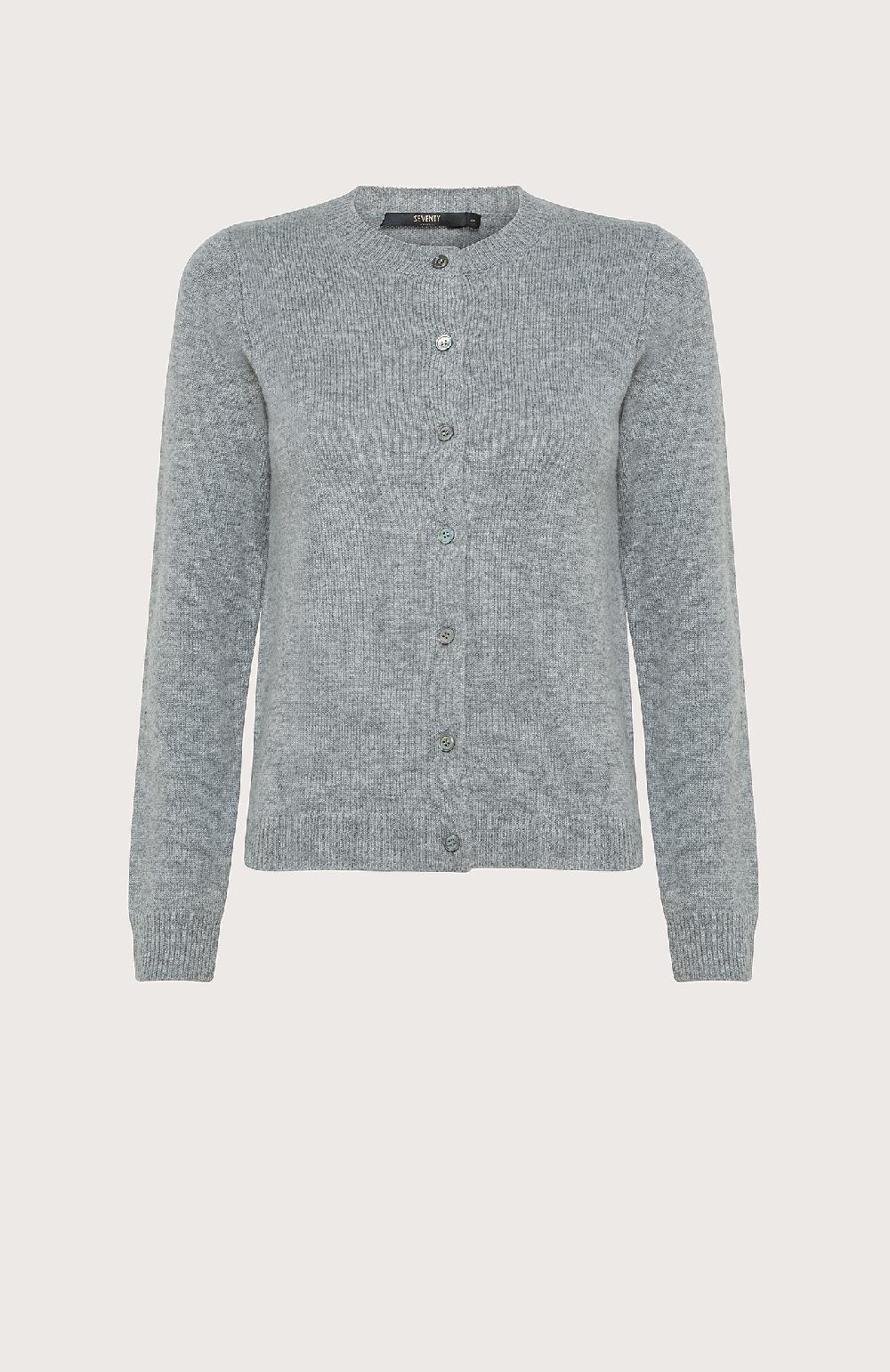 Seventy Cardigan girocollo in lana cashmere - Col. Grigio